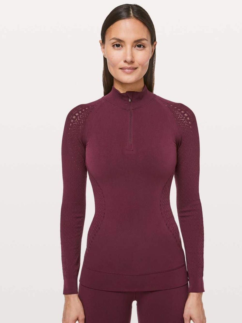 Lululemon Reveal 1/2 Zip Mindful Motion in Deep Ruby